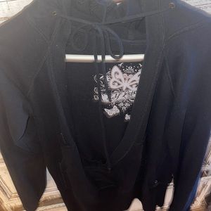 Self esteem like new black vneck low sweatshirt with good size xl pockets too
